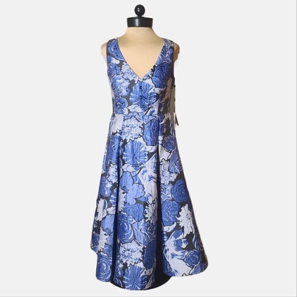 Adrianna Papell Blue Floral Cocktail Dress NEW Size 4 - Picture 9 of 12